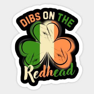 St. Patrick's Day Dibs On The Readhead Shamrock Sticker